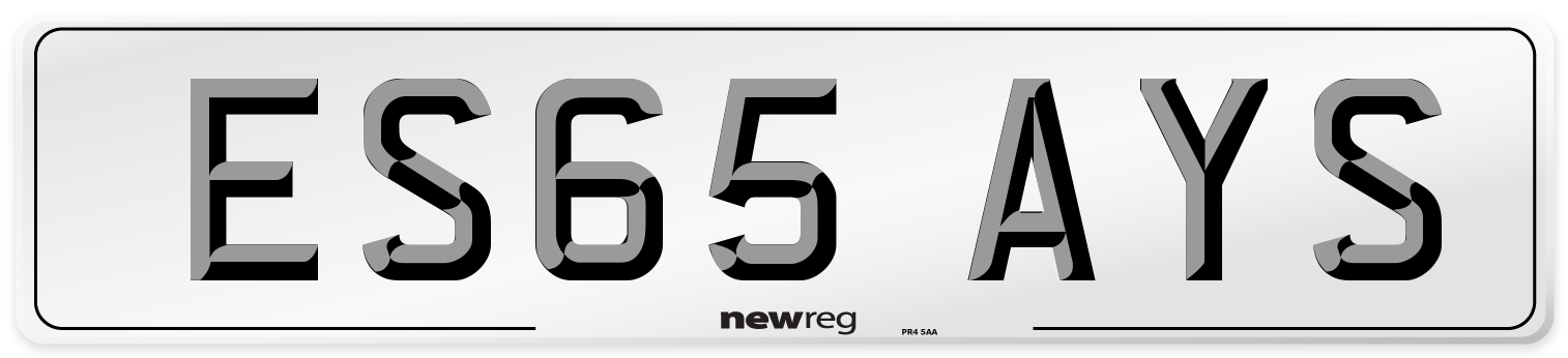 ES65 AYS Number Plate from New Reg